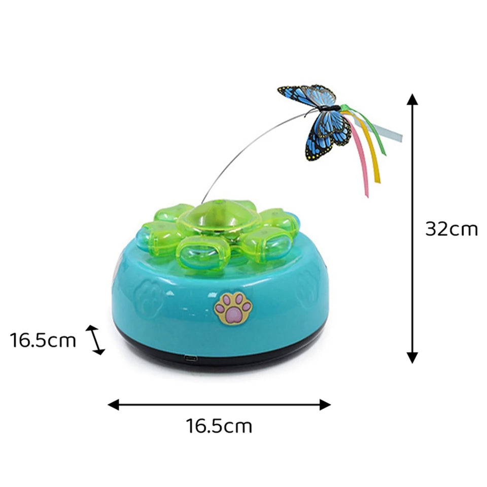 Butterfly Funny Electric Rotating Kitten Toy Cat Teaser with Light