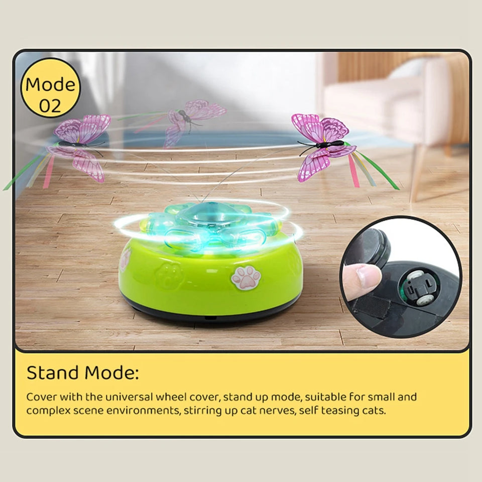 Butterfly Funny Electric Rotating Kitten Toy Cat Teaser with Light