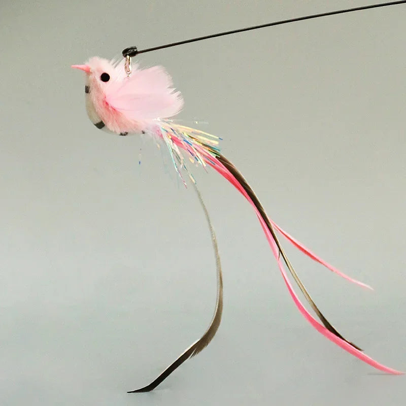 Cat Feather Wand Toy Suction Cup Bird/Feather Cat Wand Pet Supplies