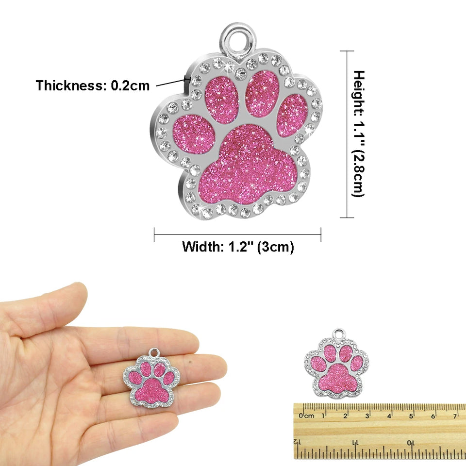 Personalized Dog Cat ID Tag Bling Rhinestone Puppy Kitten Name Tags