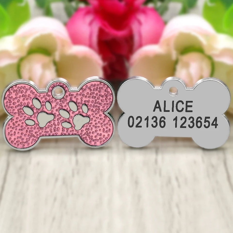 Personalized Dog Cat ID Tag Bling Rhinestone Puppy Kitten Name Tags