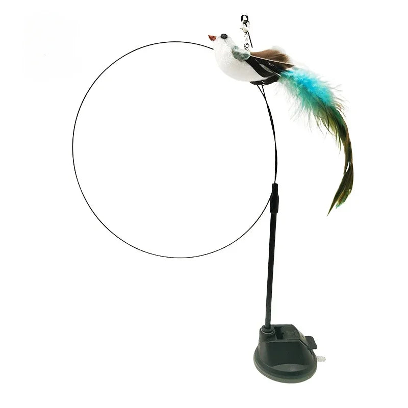Cat Feather Wand Toy Suction Cup Bird/Feather Cat Wand Pet Supplies
