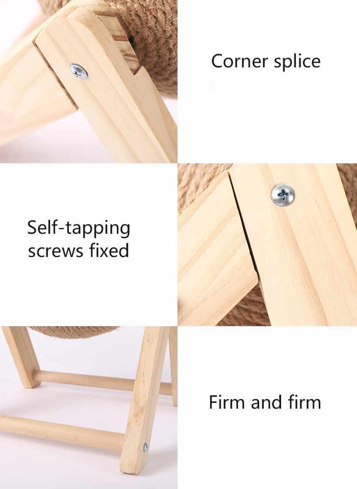 Sisal and Wood Stable Triangle Cats toys Cool Scratch on Stand Spin