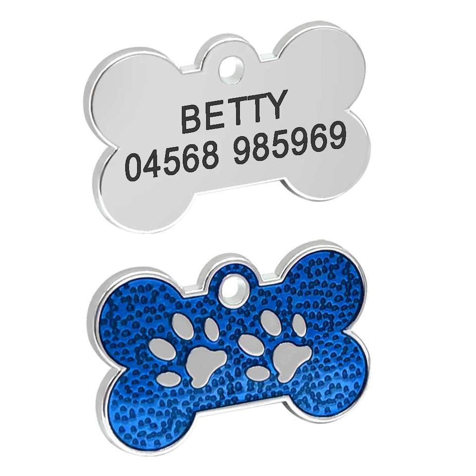 Personalized Dog Cat ID Tag Bling Rhinestone Puppy Kitten Name Tags