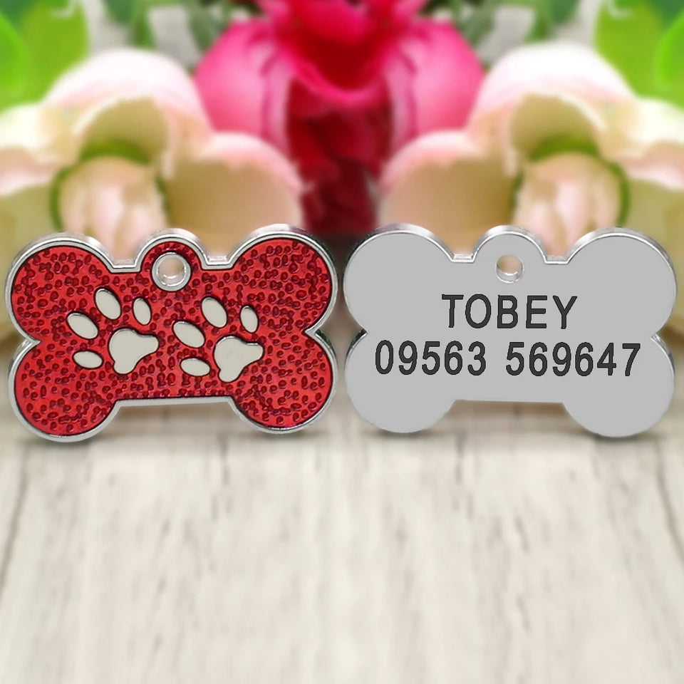 Personalized Dog Cat ID Tag Bling Rhinestone Puppy Kitten Name Tags