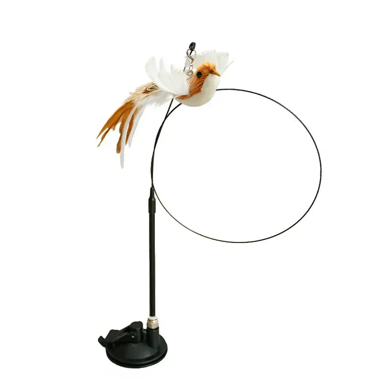 Cat Feather Wand Toy Suction Cup Bird/Feather Cat Wand Pet Supplies