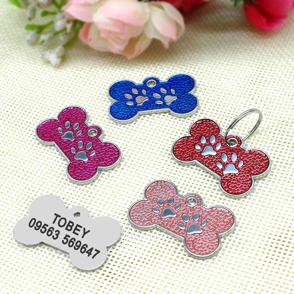 Personalized Dog Cat ID Tag Bling Rhinestone Puppy Kitten Name Tags
