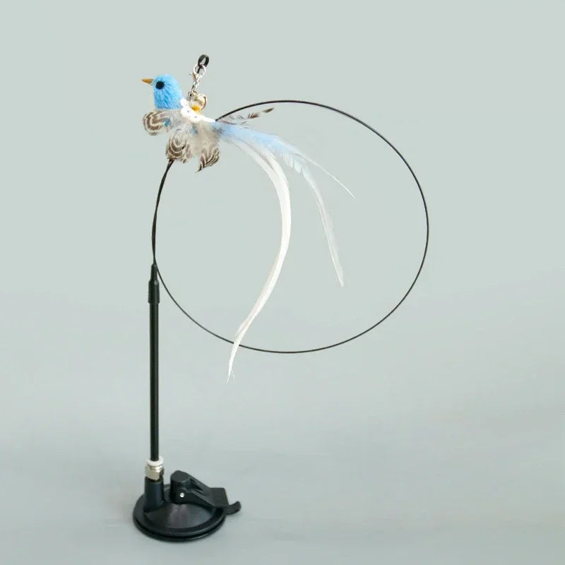 Cat Feather Wand Toy Suction Cup Bird/Feather Cat Wand Pet Supplies