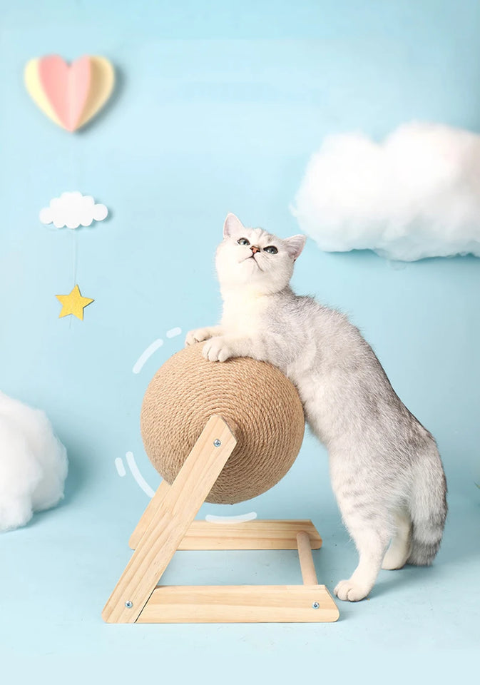 Sisal and Wood Stable Triangle Cats toys Cool Scratch on Stand Spin