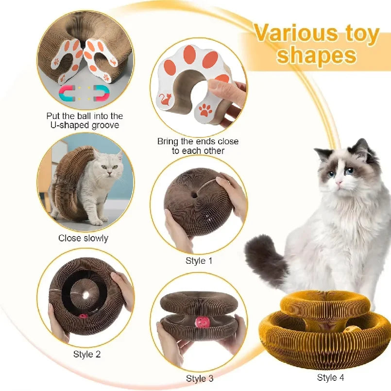 Kitten Curl Toy Foldable Magic Organ Cat Scratching Board Cat Bed