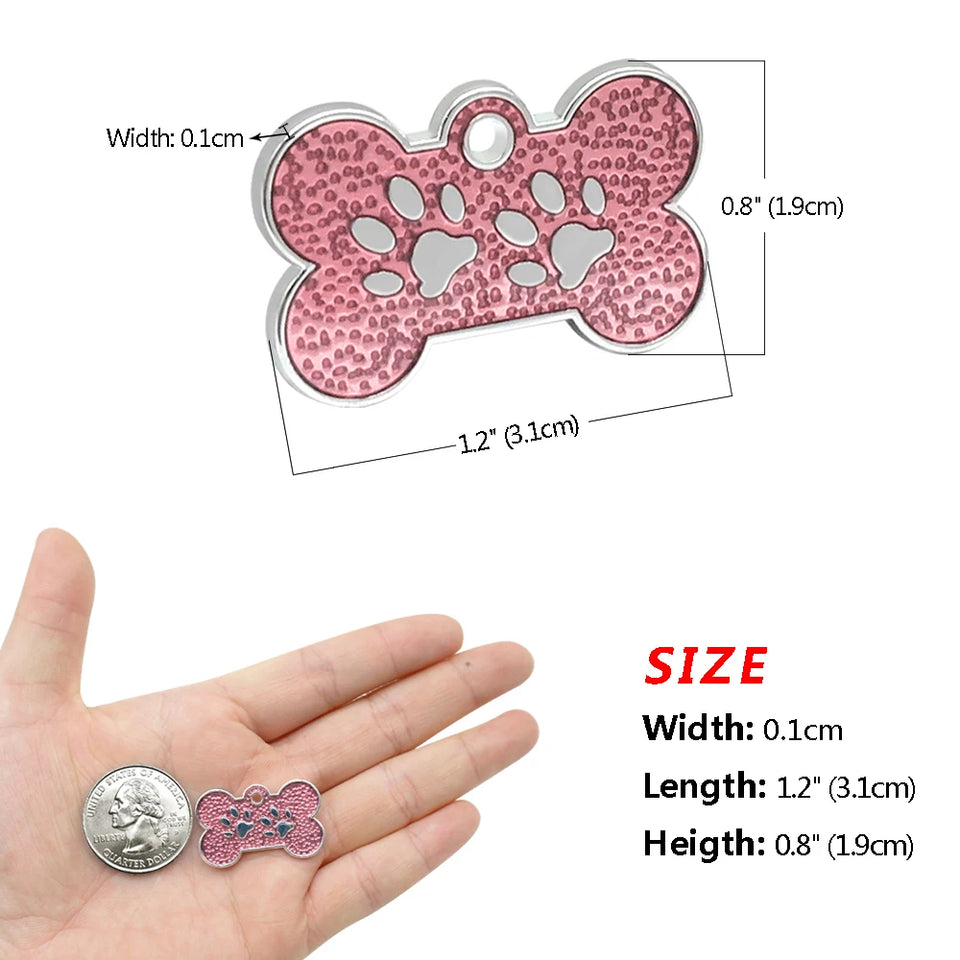 Personalized Dog Cat ID Tag Bling Rhinestone Puppy Kitten Name Tags
