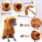 Dog Lion Costume, Halloween Pet Cosplay Outfits with Lion Mane Hood, Funny Cartoon Animal Jumpsuit Apparel Dressing Up, Warm Winter Fleece Puppy Coat Hoodie for Holiday Party