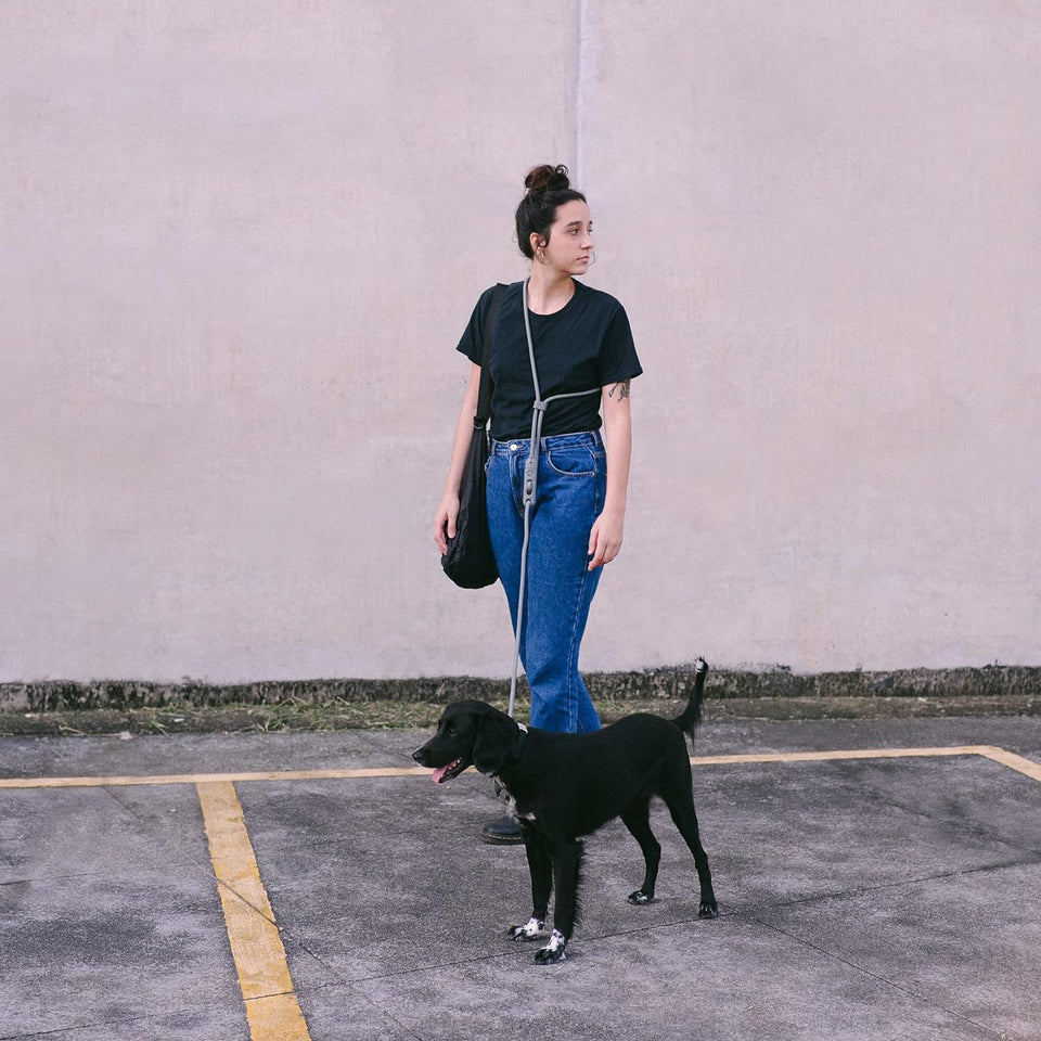 Titanium Grey 3-In-1 Hands-Free Dog Leash, Versatile Crossbody Rope & Adjustable Long Leash