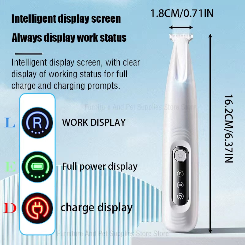 New Dog Paw Trimmer with LED Light Fully Waterproof Pet Hair Trimmer with LED Display Dog Clippers for Grooming 18Mm Widen Blade